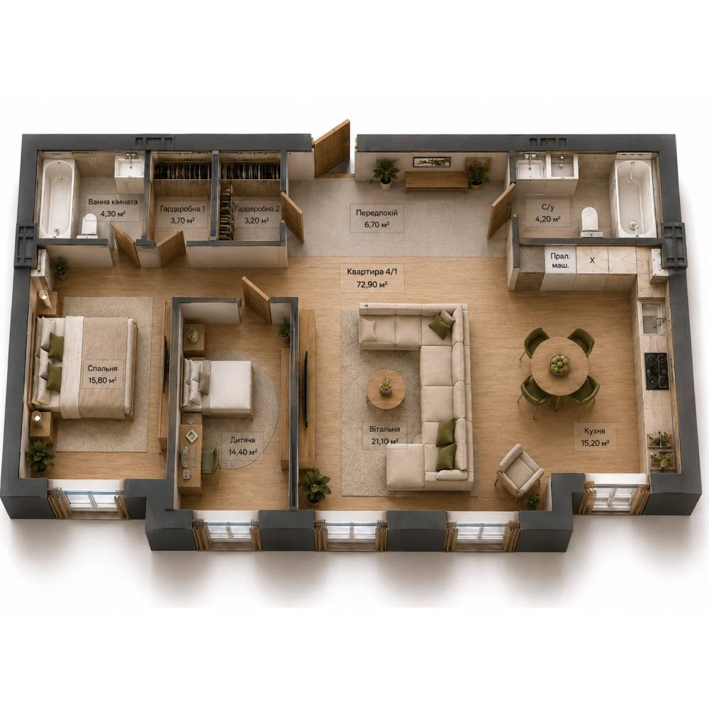 2-кімнатна квартира. Тип 4